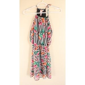 Stripe Floral Halter Dress